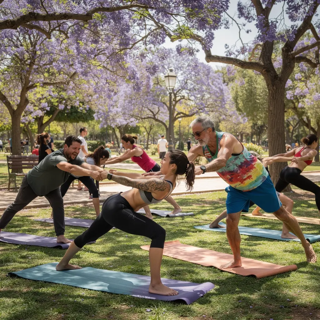 Un grupo de practicantes de yoga en una clase, enfocados en fortalecer su núcleo mediante ejercicios específicos.