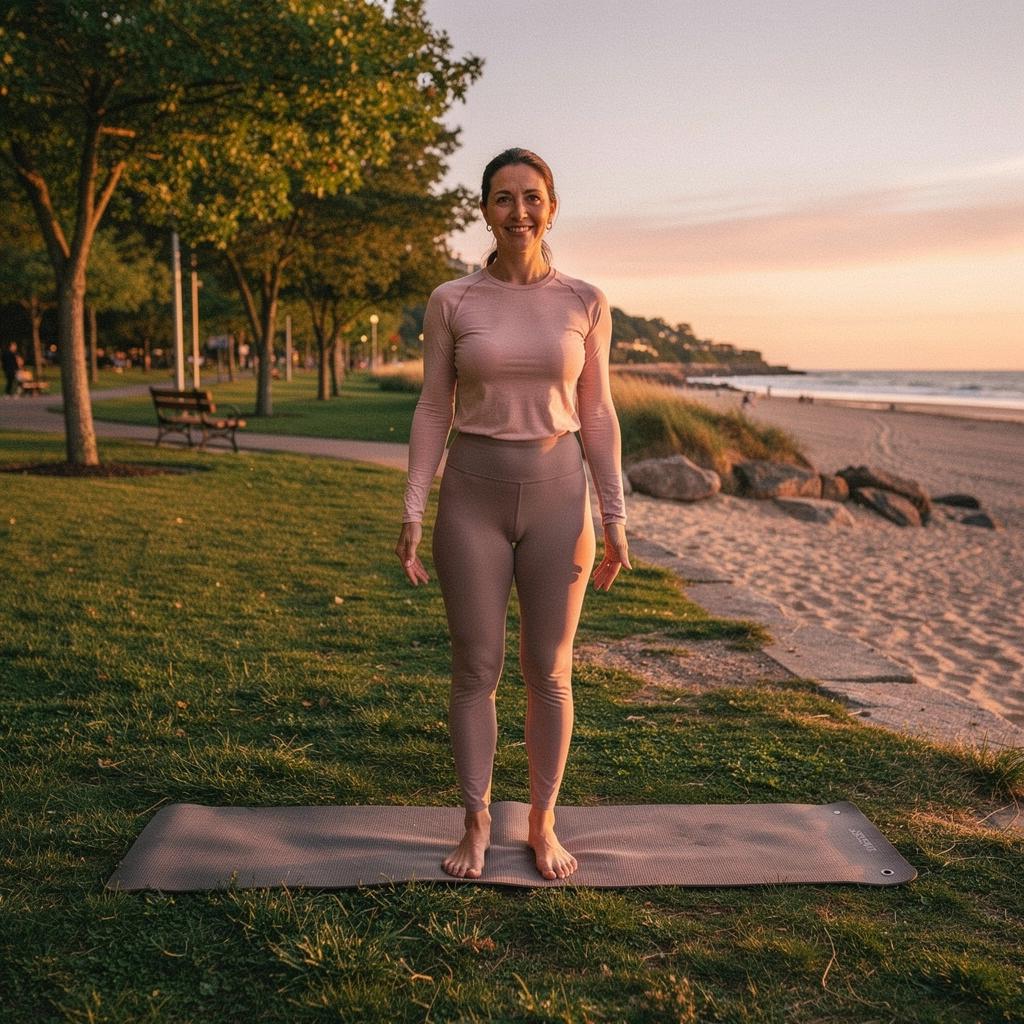 Persona en postura de puente, resaltando la conexión entre el abdomen y la respiración.